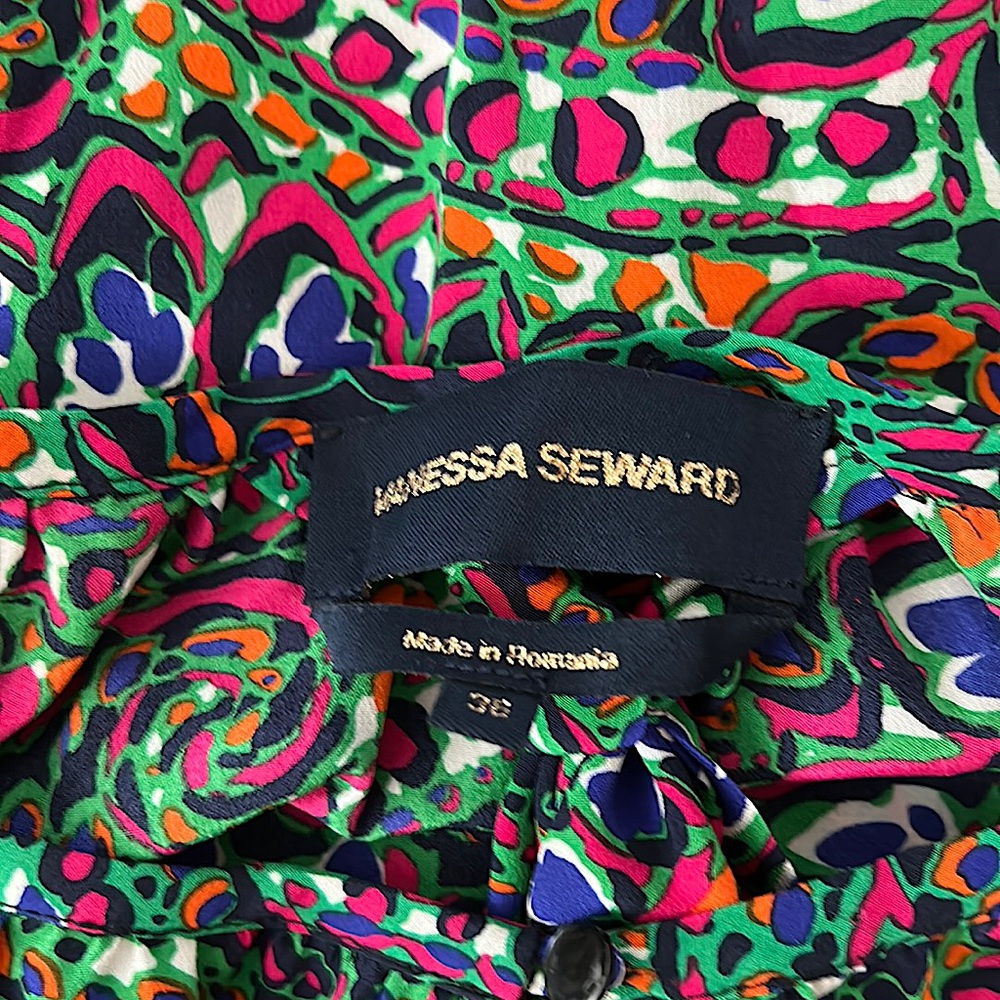 Vanessa Seward Floral 💯% Silk Keyhole Long Sleeve Dress **Sz 36/US Sz 4**🔥🔥 - Picture 5 of 5